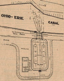 An early rendition of the the Dry Dock renovation plans (though the full scope of the project would not come to be, the essential elements ensured the on-going success of canal boat operations)