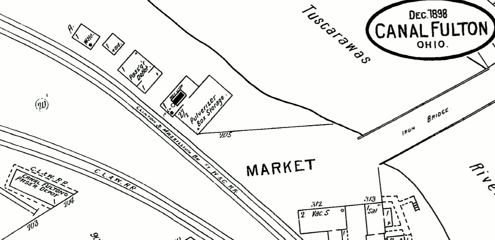 portion of 1893 map showing RxR depots